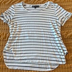 Wayf Women's Striped Short Sleeve Tee - White and Black